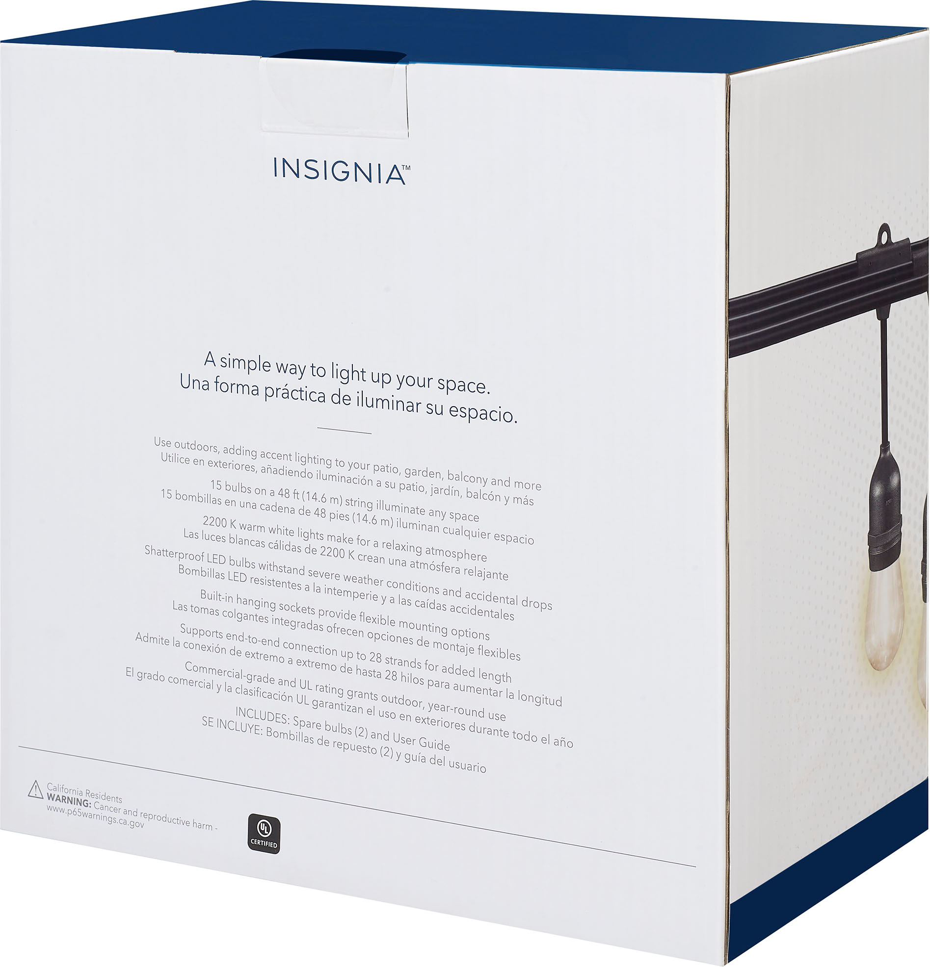 Insignia™ 48 Ft. Outdoor String Lights White NS-STRL48FT3 - Best Buy