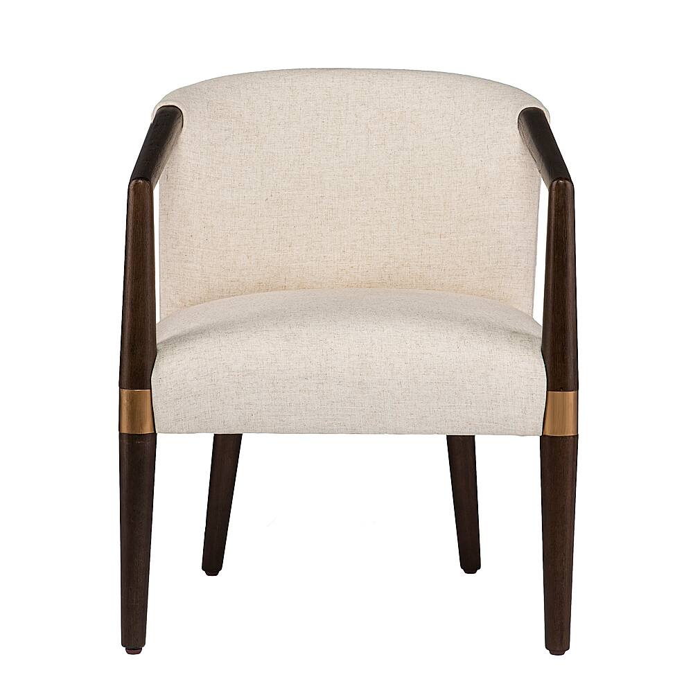 Angle View: SEI Furniture - Exmont Upholstered Accent Chair - Creamy white and dark brown finish