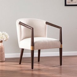 SEI Furniture - Exmont Upholstered Accent Chair - Creamy white and dark brown finish - Front_Zoom