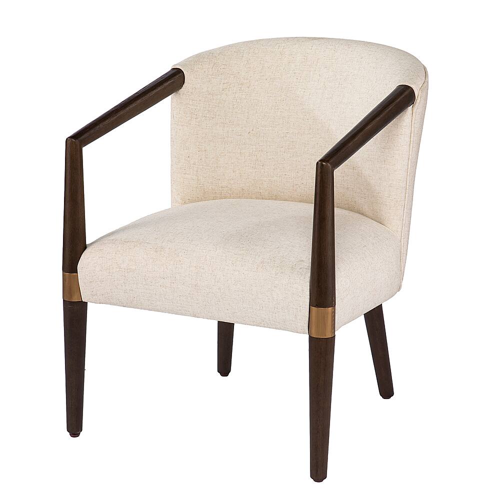 Left View: SEI Furniture - Exmont Upholstered Accent Chair - Creamy white and dark brown finish