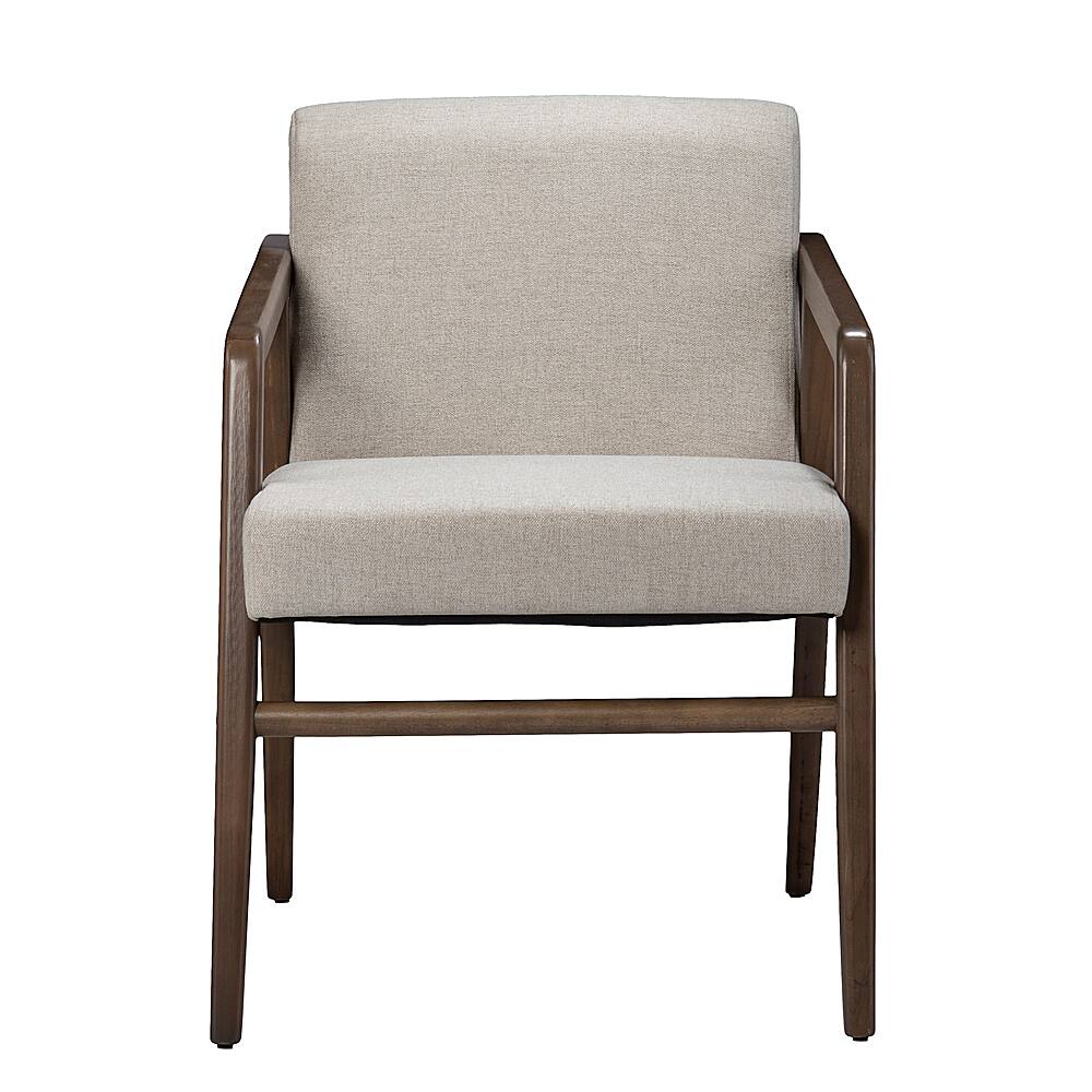 Angle View: SEI Furniture - Dexby Upholstered Accent Chair - Cream and brown finish