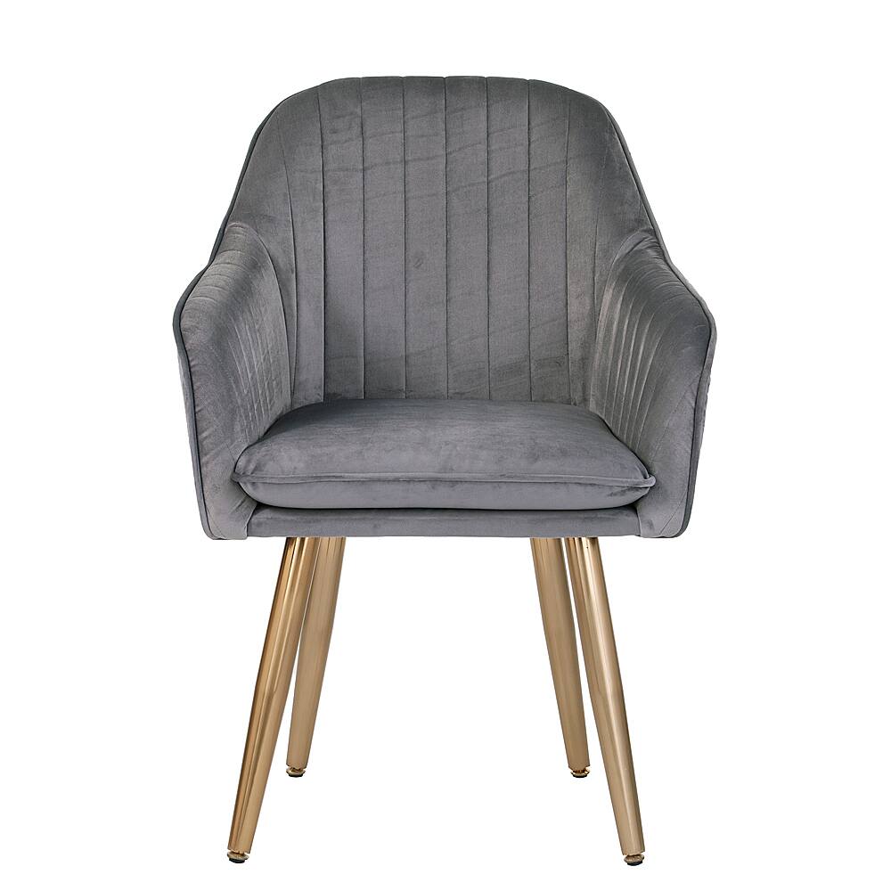 Angle View: Southern Enterprises - Wrendham Upholstered Accent Chair - Gray and gold finish