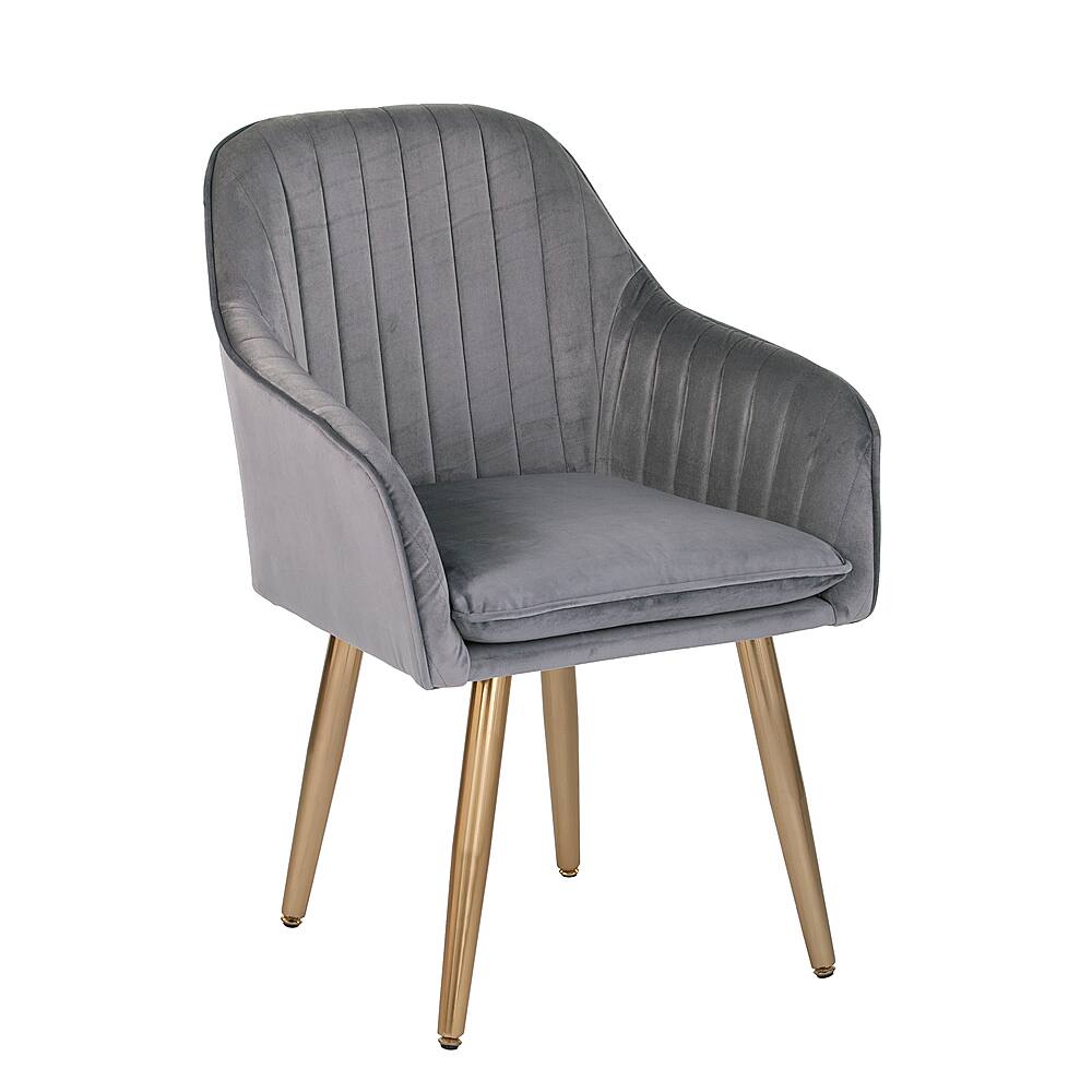 Left View: Southern Enterprises - Wrendham Upholstered Accent Chair - Gray and gold finish