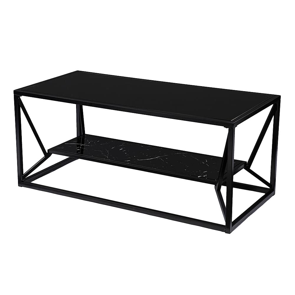 Left View: SEI Furniture - Argall Glass-Top Cocktail Table - Black finish