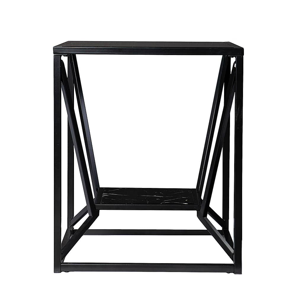 Angle View: SEI Furniture - Argall Square Glass-Top End Table - Black finish