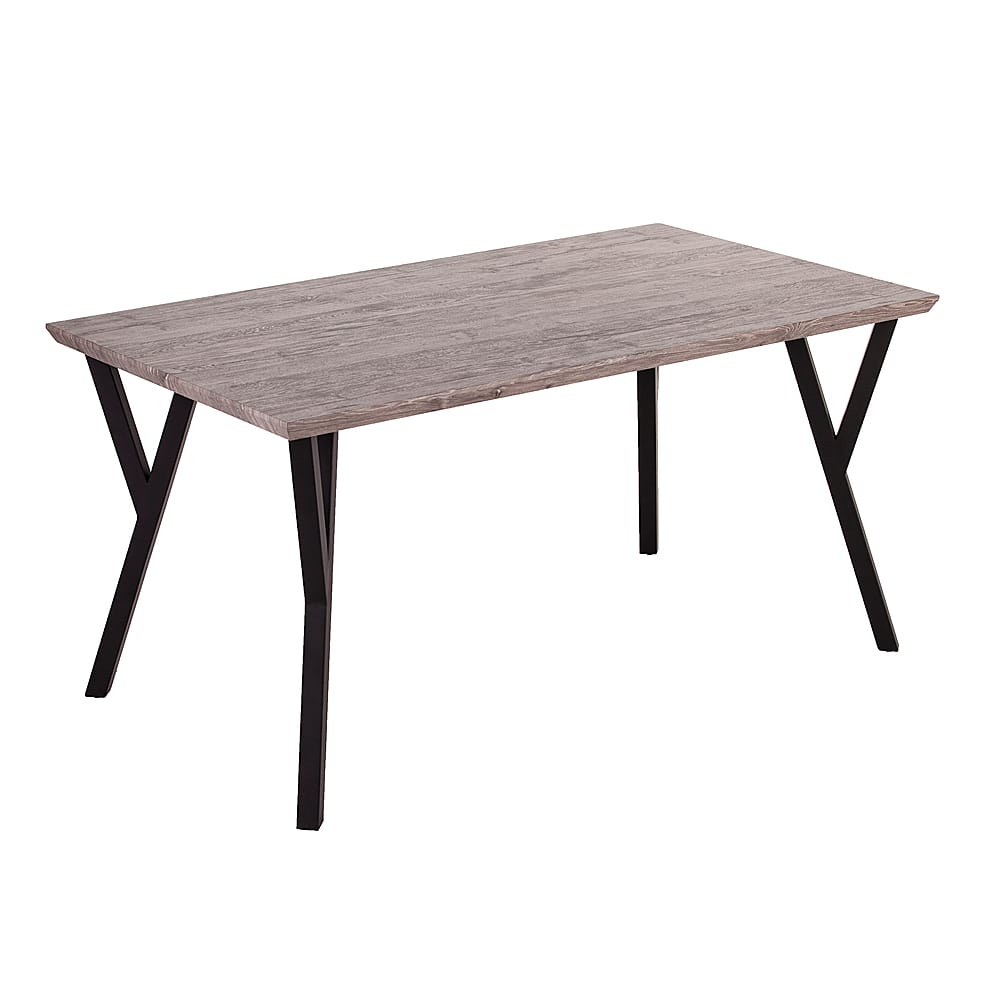 Left View: Southern Enterprises - Waxholme Contemporary 5 Foot Dining Table - Brown and black finish