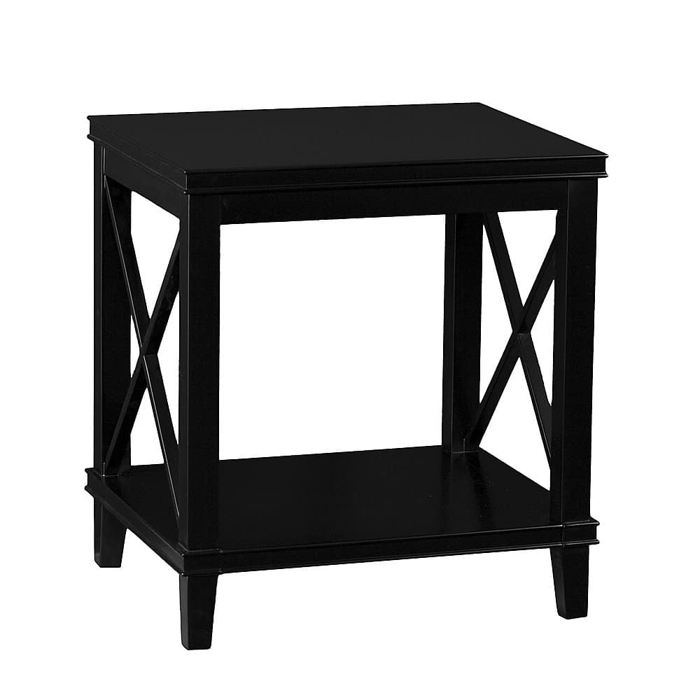 Left View: Southern Enterprises - Larksmill Tall Black End Table - Matte black finish