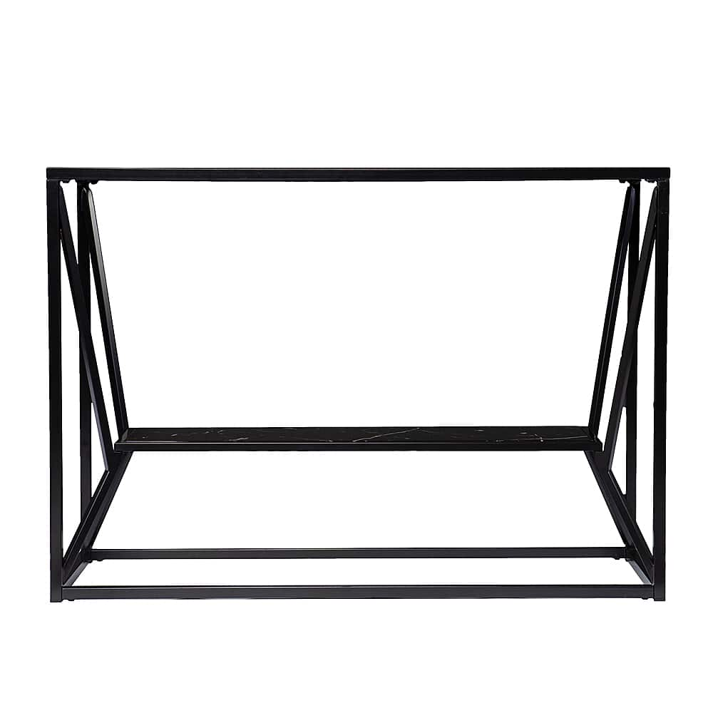 Angle View: SEI Furniture - Argall Long Glass-Top Console Table - Black finish