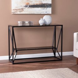 SEI Furniture - Argall Long Glass-Top Console Table - Black finish - Front_Zoom