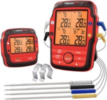 ThermoPro - Long Range Wireless Meat Thermometer with 4 Probes - Red - Angle_Zoom