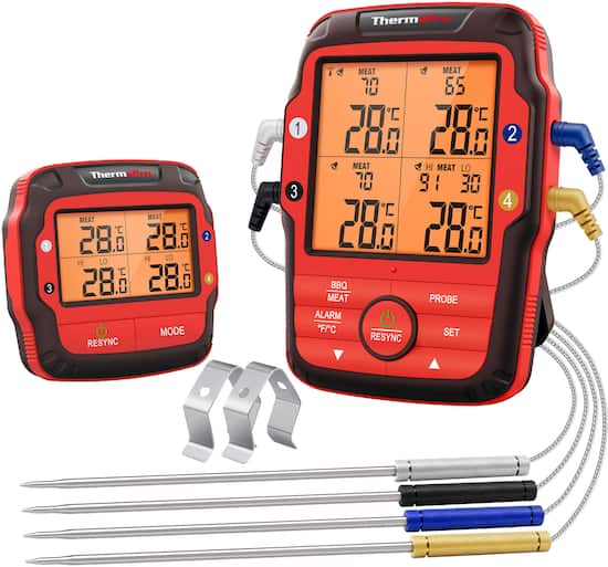 ThermoPro Long Range Wireless Meat Thermometer with 4 Probes Red TP827BW Best Buy
