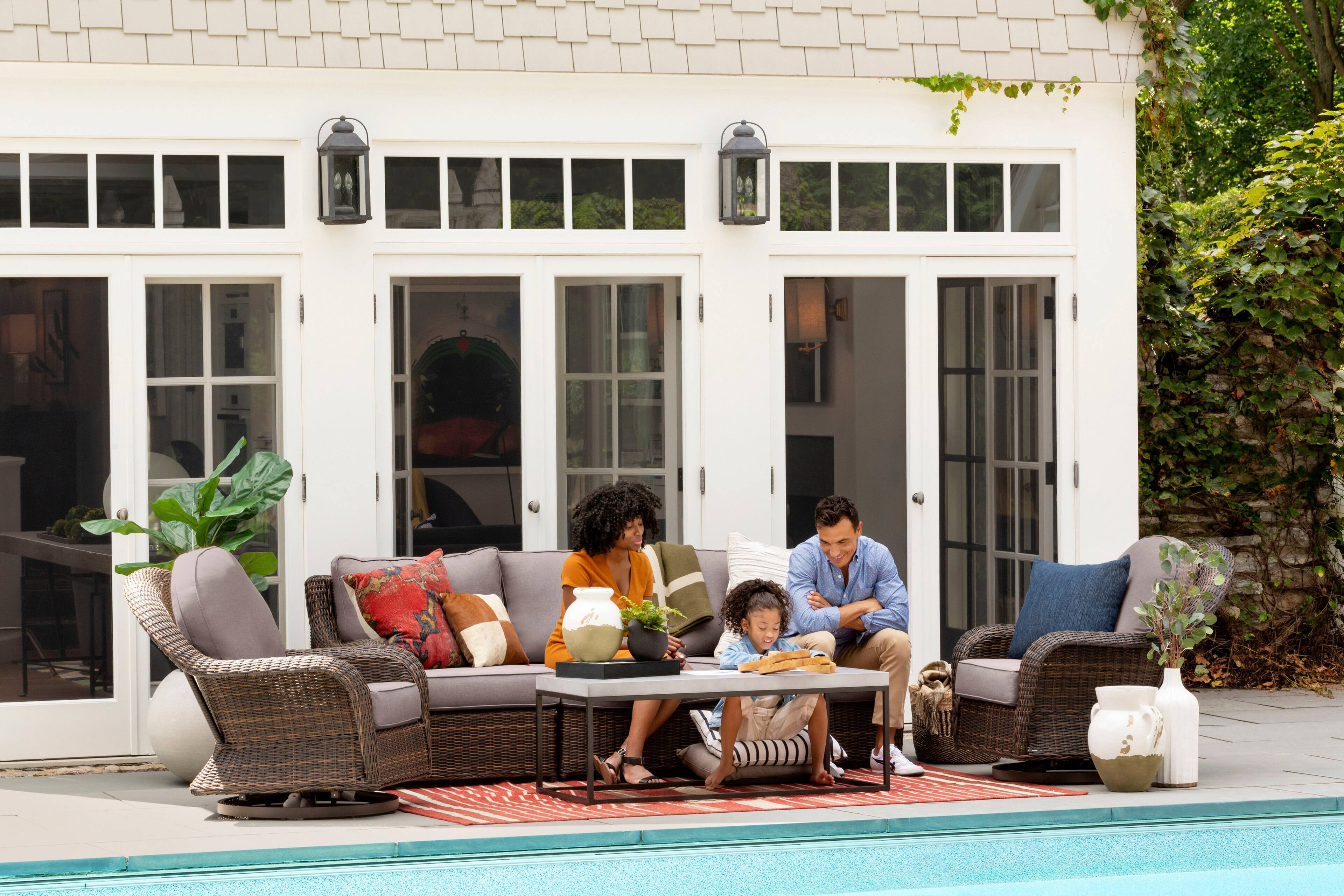 Alt View 15. Yardbird® - Waverly Outdoor Swivel Glider Chair - Shale.