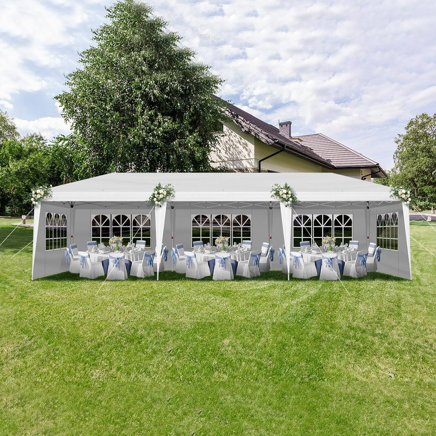 Left. Winado - 10x30 Pop Up Canopy Tent with Sidewalls, Outdoor Gazebo Canopy Tent, Patio Event Tents Outdoor with Sand Bag.