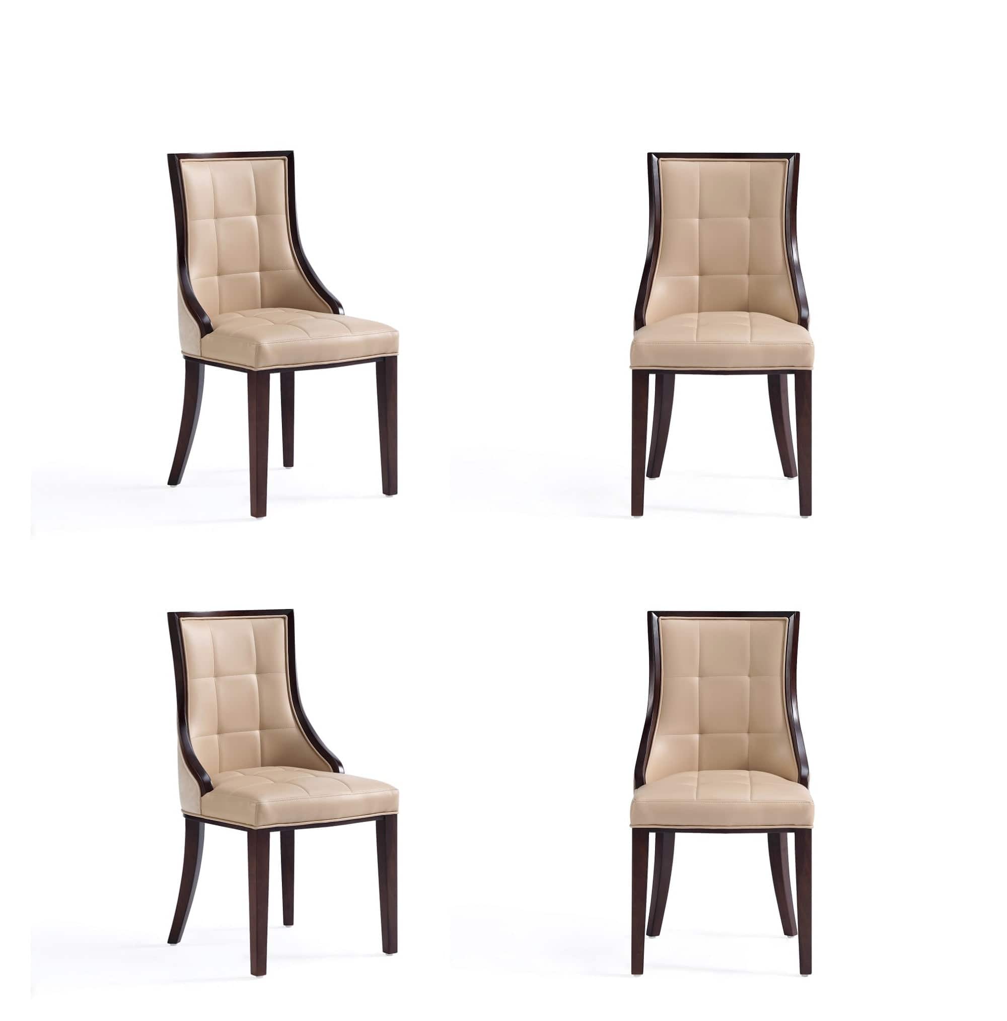 Manhattan Comfort - Fifth Avenue Traditional Wood Upholstered Dining Chair - Set of 4 - Tan