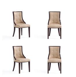 Manhattan Comfort - Fifth Avenue Traditional Wood Upholstered Dining Chair - Set of 4 - Tan