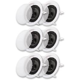 Acoustic Audio by Goldwood - CS-IC63 in Ceiling 6.5" Speaker 3 Pair Pack 3 Way Home Theater - Paintable White