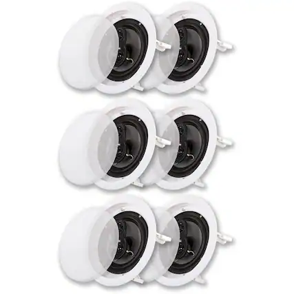 Front. Acoustic Audio by Goldwood - CS-IC63 in Ceiling 6.5" Speaker 3 Pair Pack 3 Way Home Theater - Paintable White.
