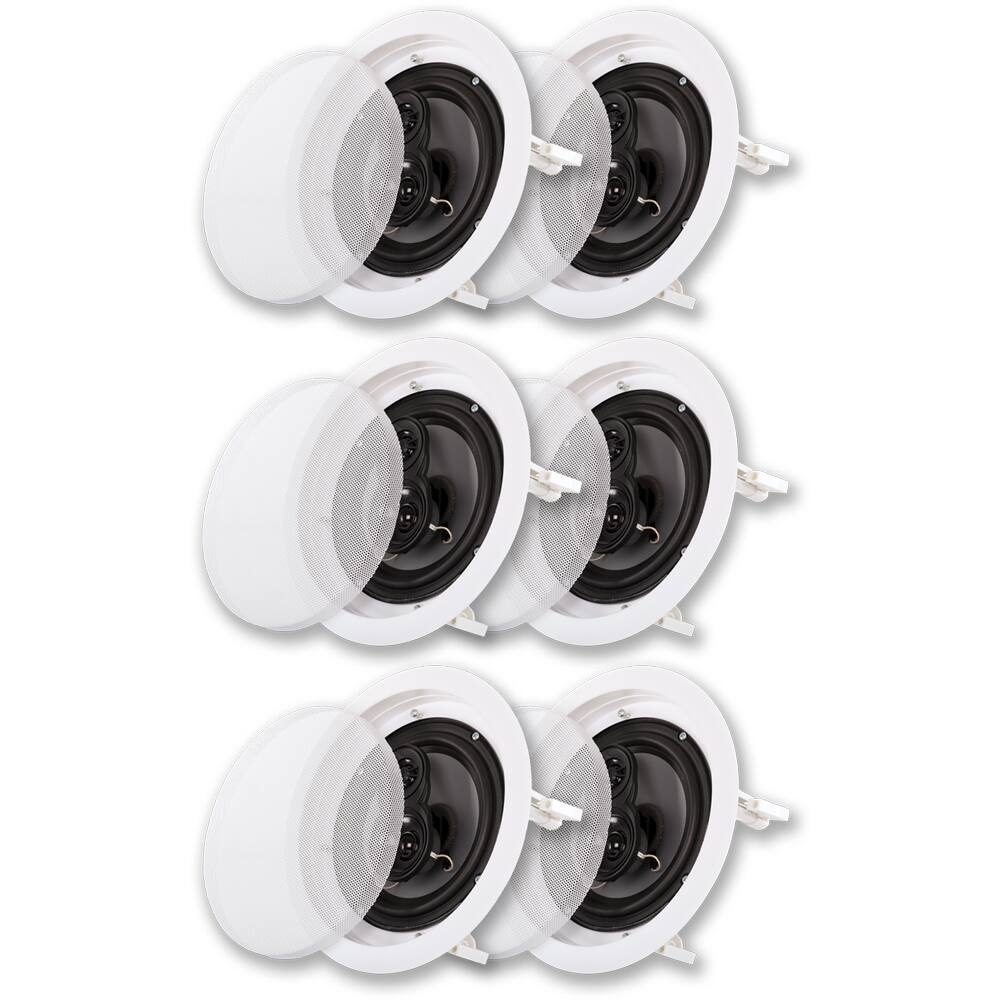Front. Acoustic Audio by Goldwood - CS-IC63 in Ceiling 6.5" Speaker 3 Pair Pack 3 Way Home Theater - Paintable White.
