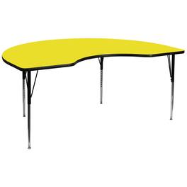 Flash Furniture - Wren 48''W x 96''L Kidney HP Laminate Activity Table - Standard Height Adjustable Legs - Yellow