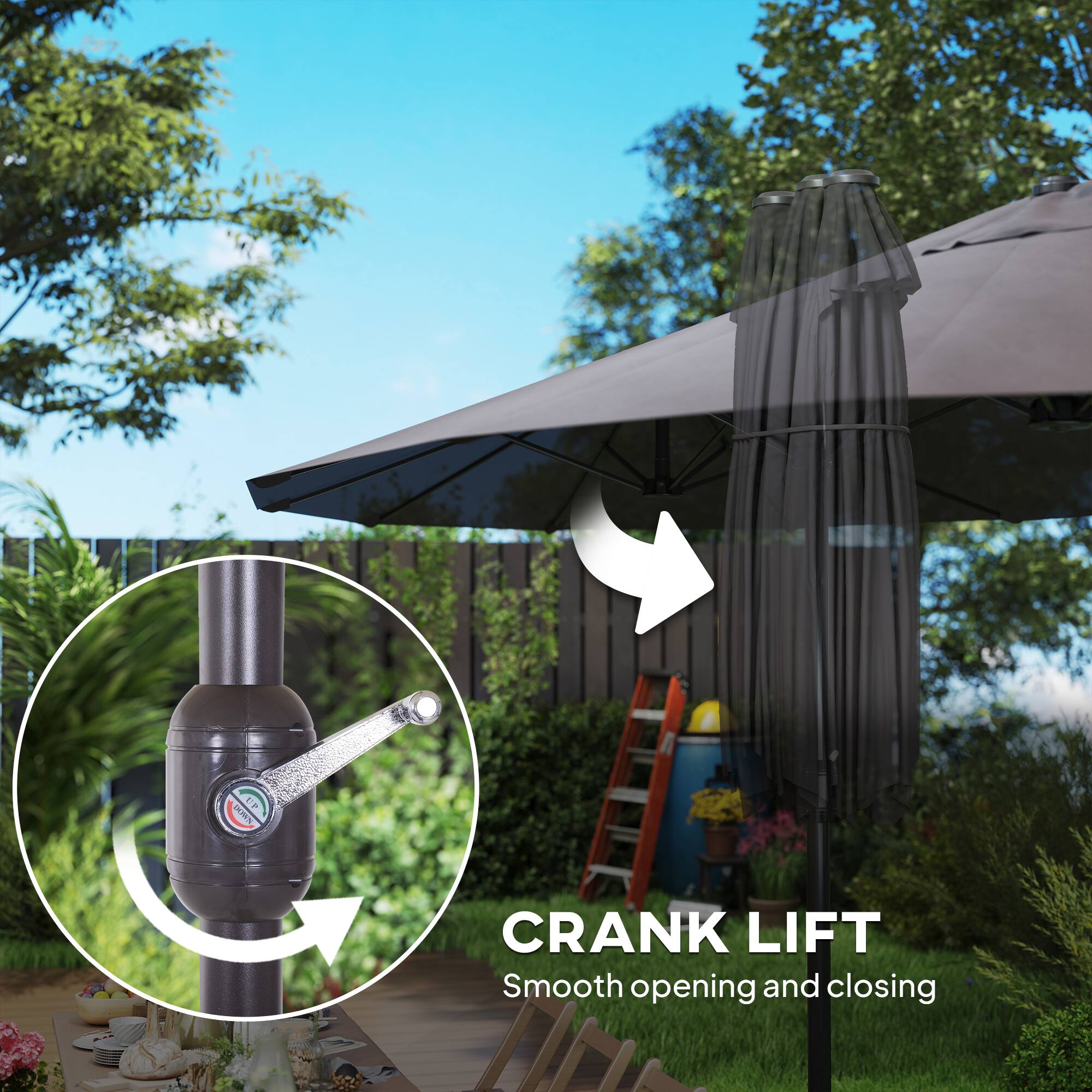 CRANK LIFT  
Smooth opening and closing