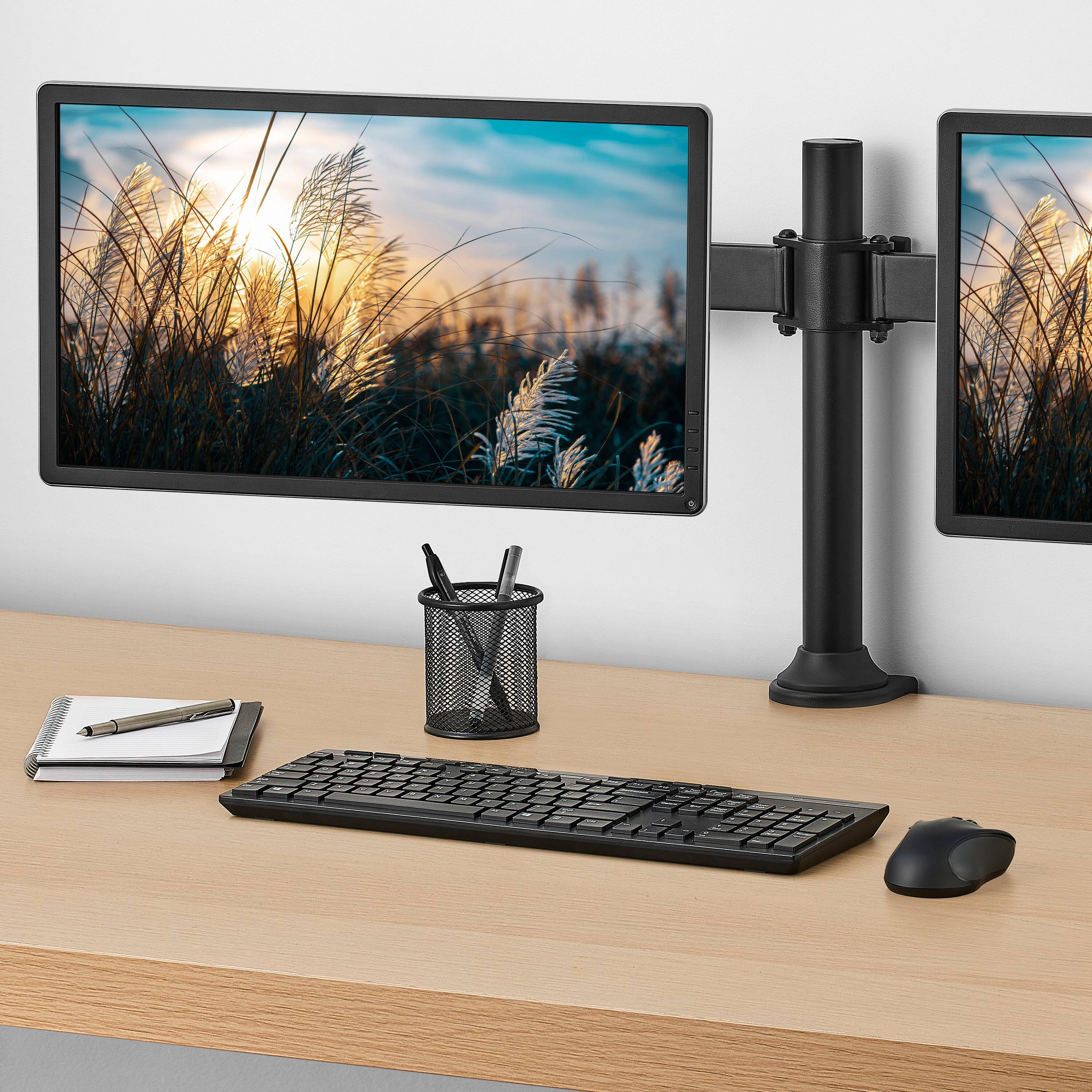 Alt View 1. Insignia™ - Dual-Screen Desktop Mount for Monitors up to 32” Wide - Black.