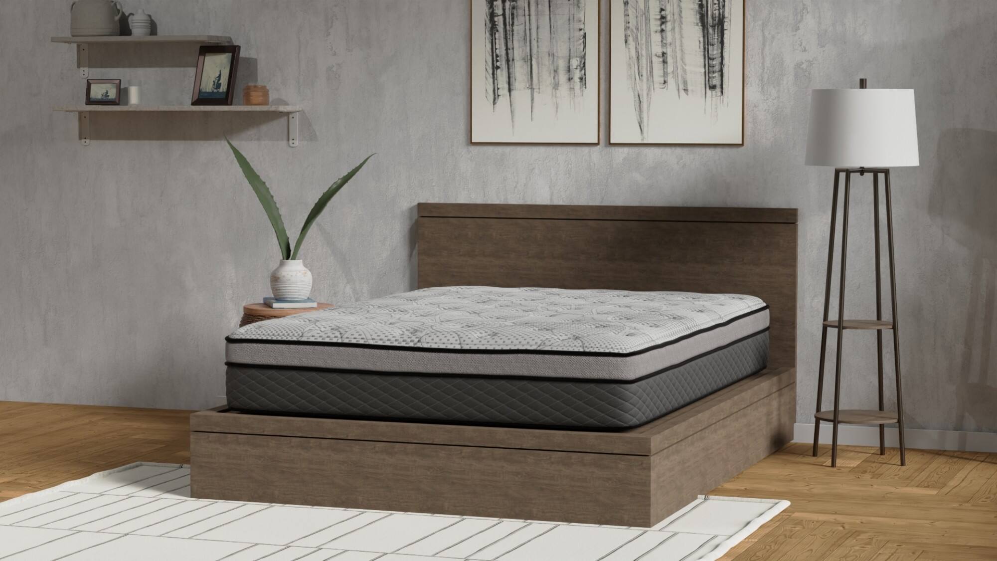 Front. Glintex - 12" Medium Firm Hybrid Twin Mattress with Cooling Gel Foam, Pocketed Coil Support, CertiPUR-US Certified - Black+ Gray.