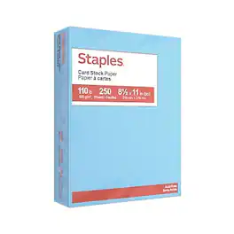 Staples - 110 lb. Cardstock Paper, 8.5" x 11", 250 Sheets/Ream (49702) - Blue
