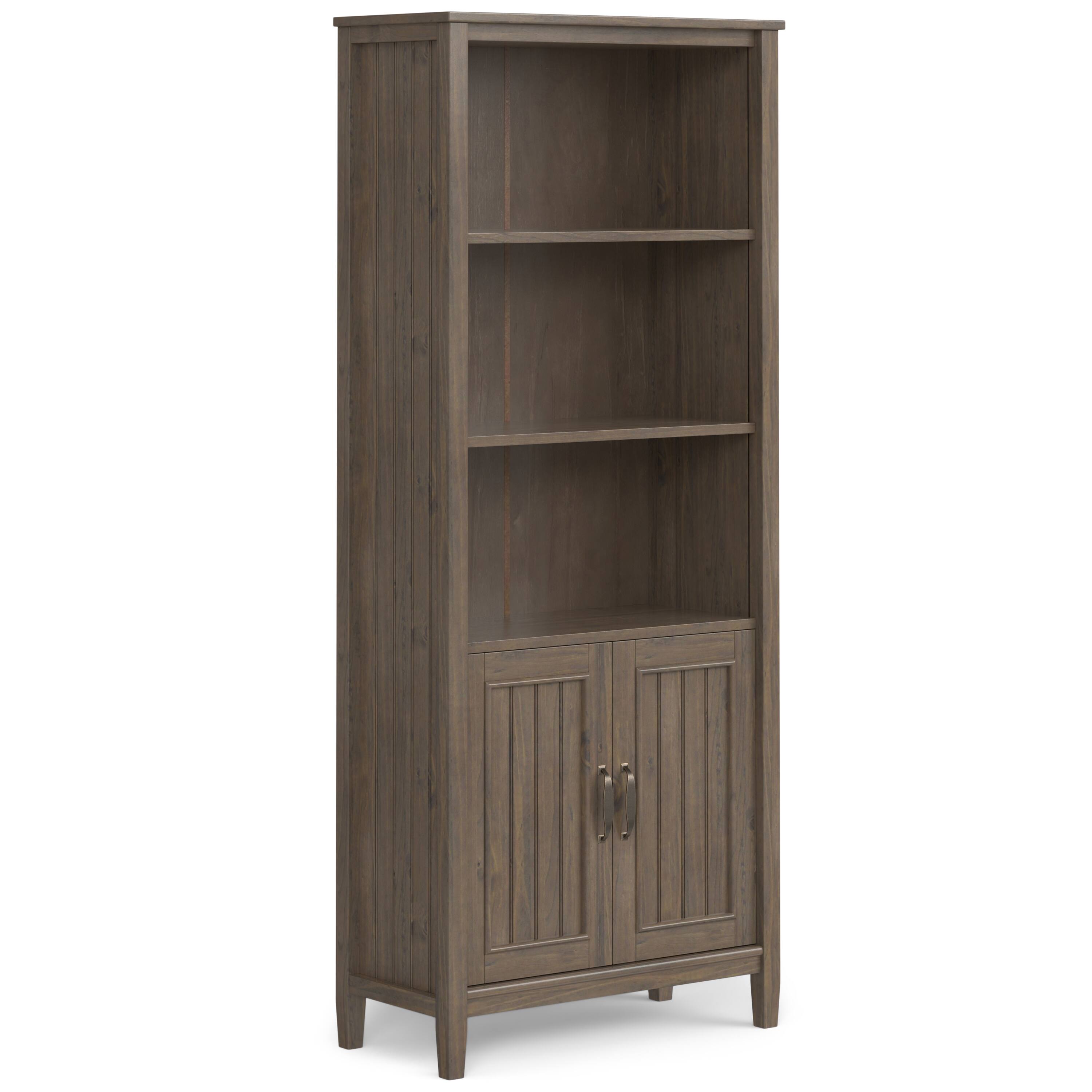 Front. Simpli Home - Lev SOLID WOOD 72 inch x 30 inch Transitional Bookcase in Smoky Brown - Smoky Brown.