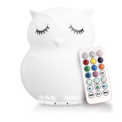 Lumipets LED Kids' Night Light Owl Bluetooth Lamp with Remote - White