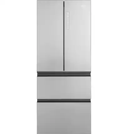 Front. Haier - 15.0 Cu. Ft. 4-Door French Door Free-Standing Refrigerator - Fingerprint Resistant Stainless Steel.