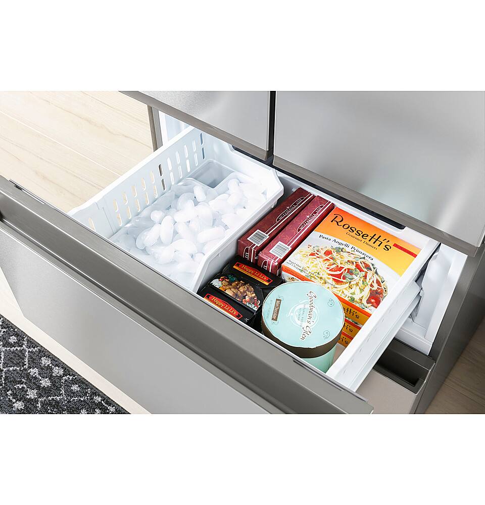 Alt View 16. Haier - 15.0 Cu. Ft. 4-Door French Door Free-Standing Refrigerator - Fingerprint Resistant Stainless Steel.