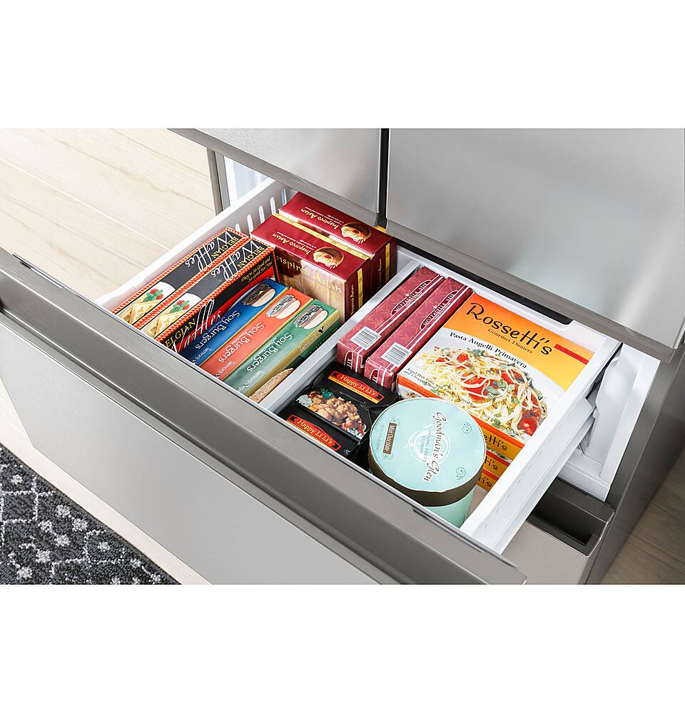 Alt View 17. Haier - 15.0 Cu. Ft. 4-Door French Door Free-Standing Refrigerator - Fingerprint Resistant Stainless Steel.