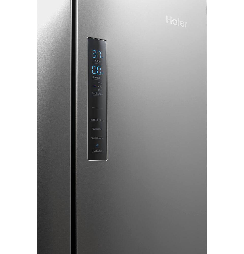 Alt View 19. Haier - 15.0 Cu. Ft. 4-Door French Door Free-Standing Refrigerator - Fingerprint Resistant Stainless Steel.