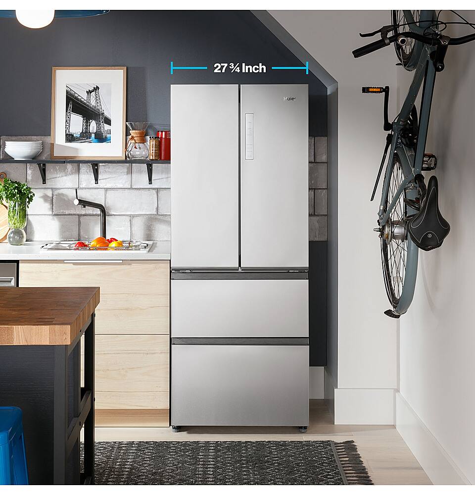 Alt View 23. Haier - 15.0 Cu. Ft. 4-Door French Door Free-Standing Refrigerator - Fingerprint Resistant Stainless Steel.