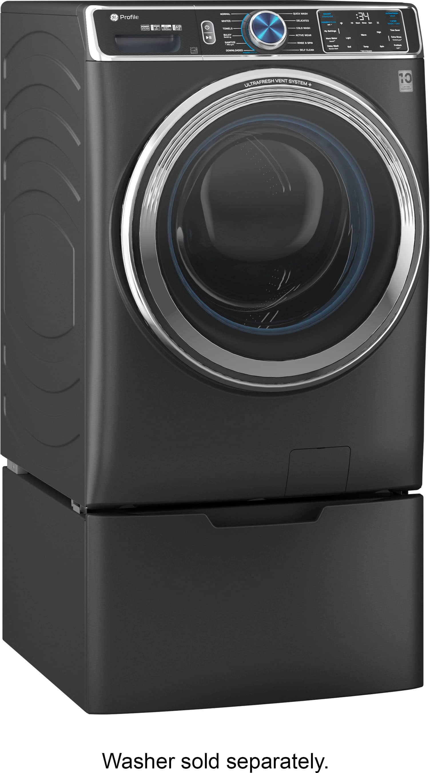 Alt View 13. GE Profile - Washer/Dryer Laundry Pedestal with Storage Drawer - Carbon Graphite.