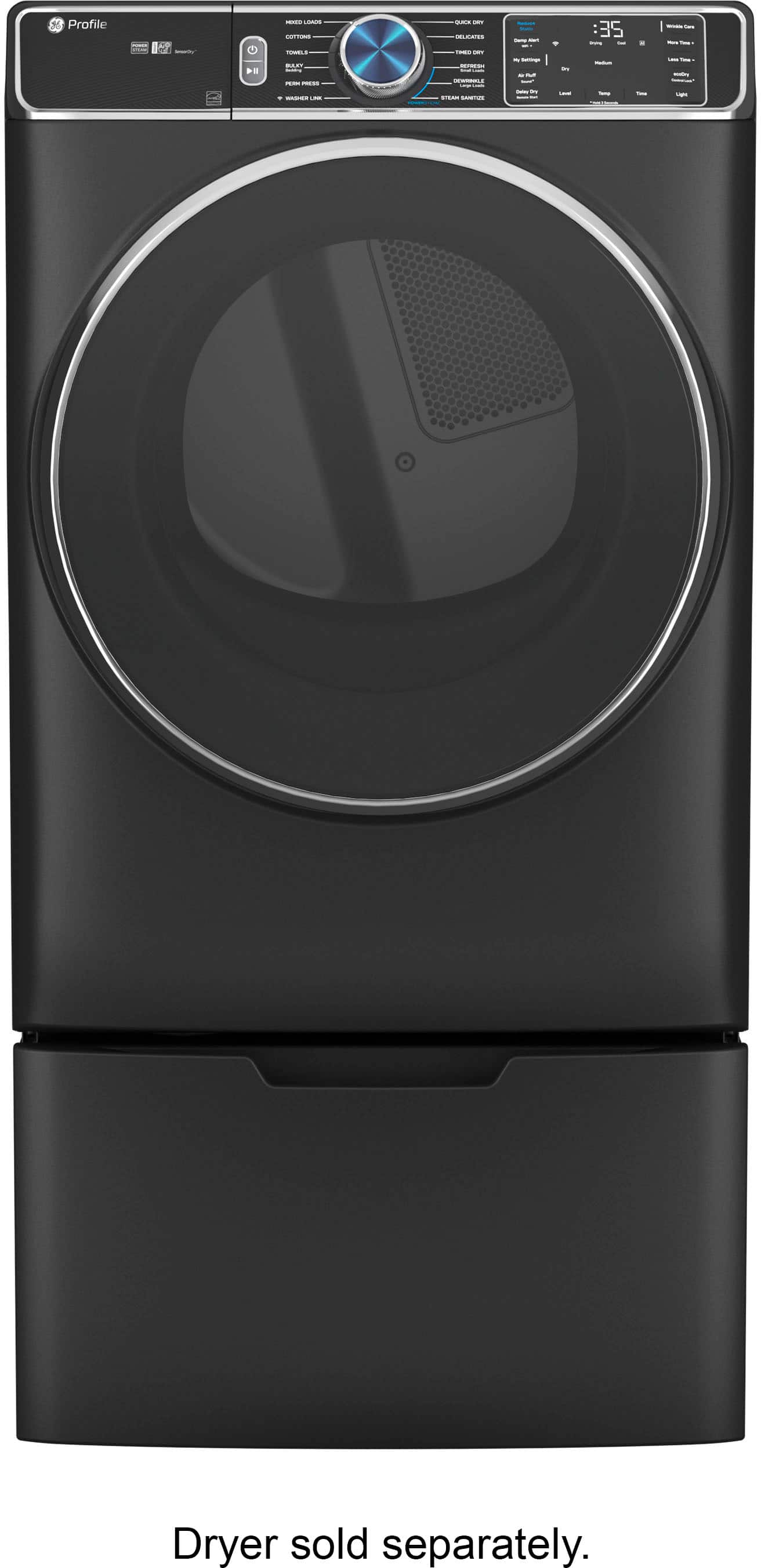 Left. GE Profile - Washer/Dryer Laundry Pedestal with Storage Drawer - Carbon Graphite.