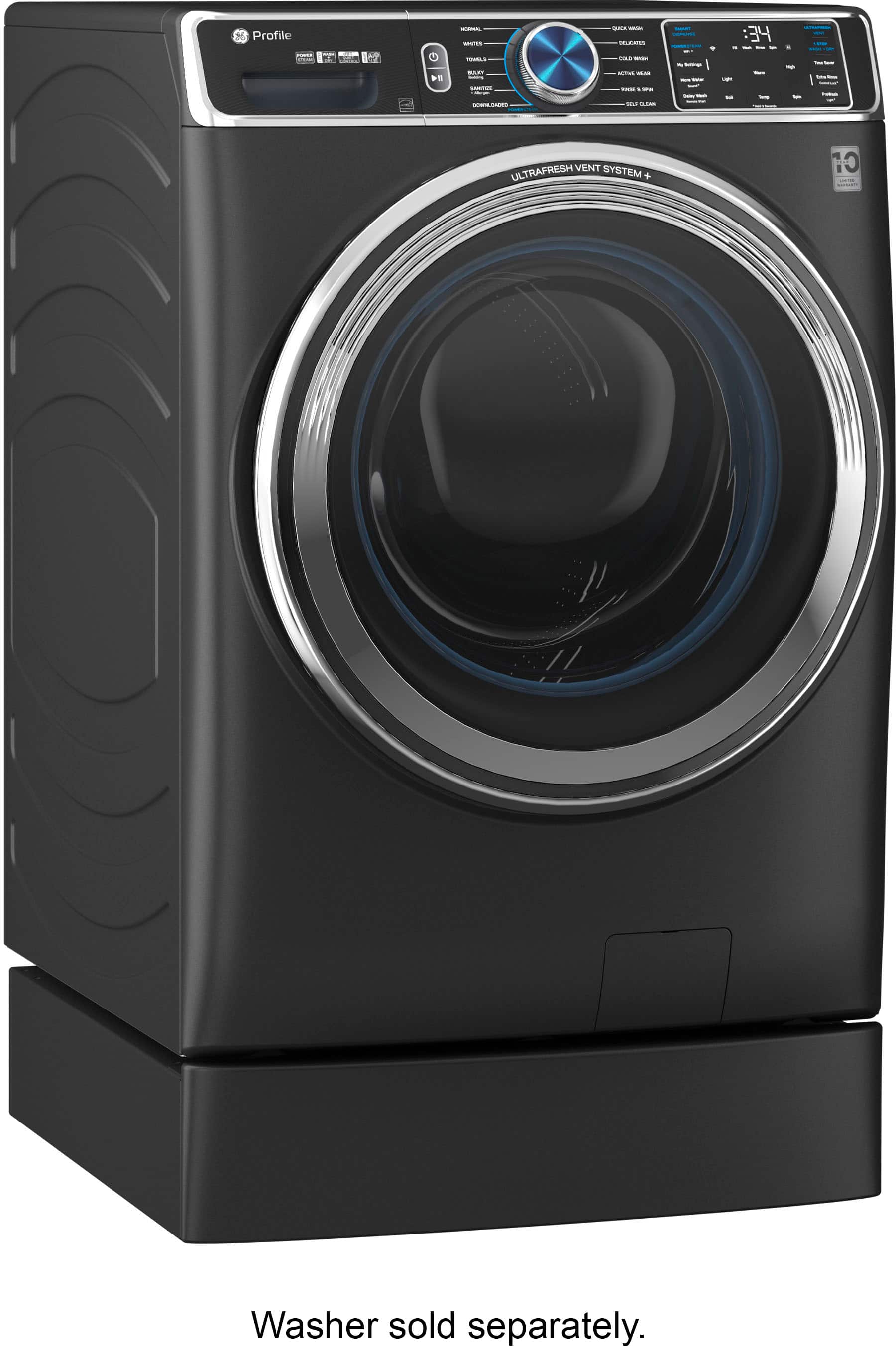 Alt View 12. GE Profile - Washer/Dryer Laundry 7" Pedestal - Carbon Graphite.