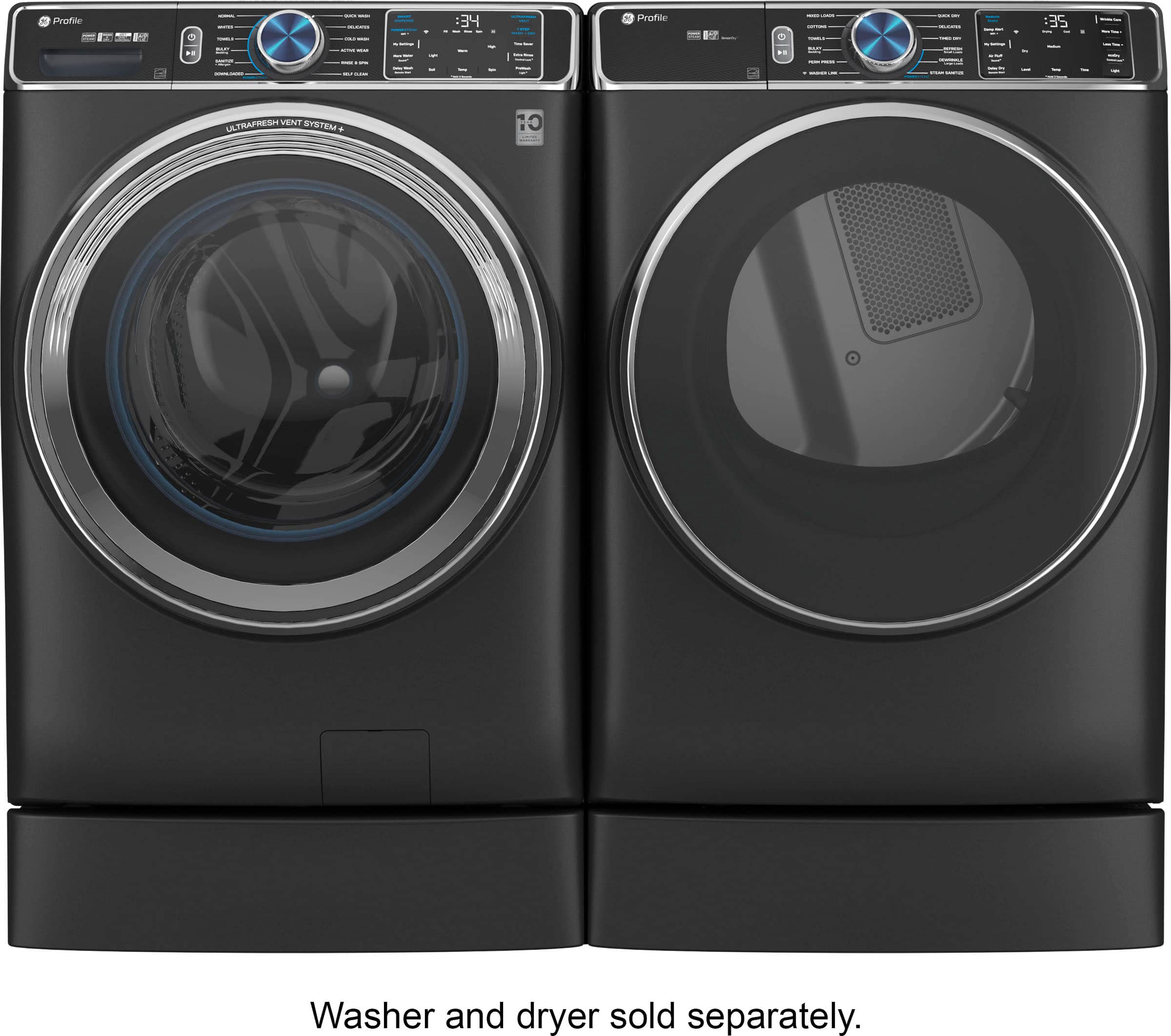 Alt View 15. GE Profile - Washer/Dryer Laundry 7" Pedestal - Carbon Graphite.