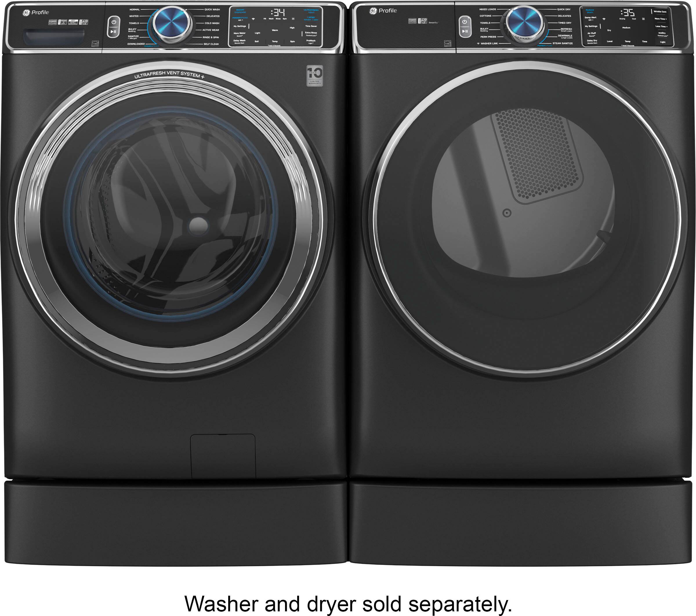 Alt View 15. GE Profile - Washer/Dryer Laundry 7" Pedestal - Carbon Graphite.