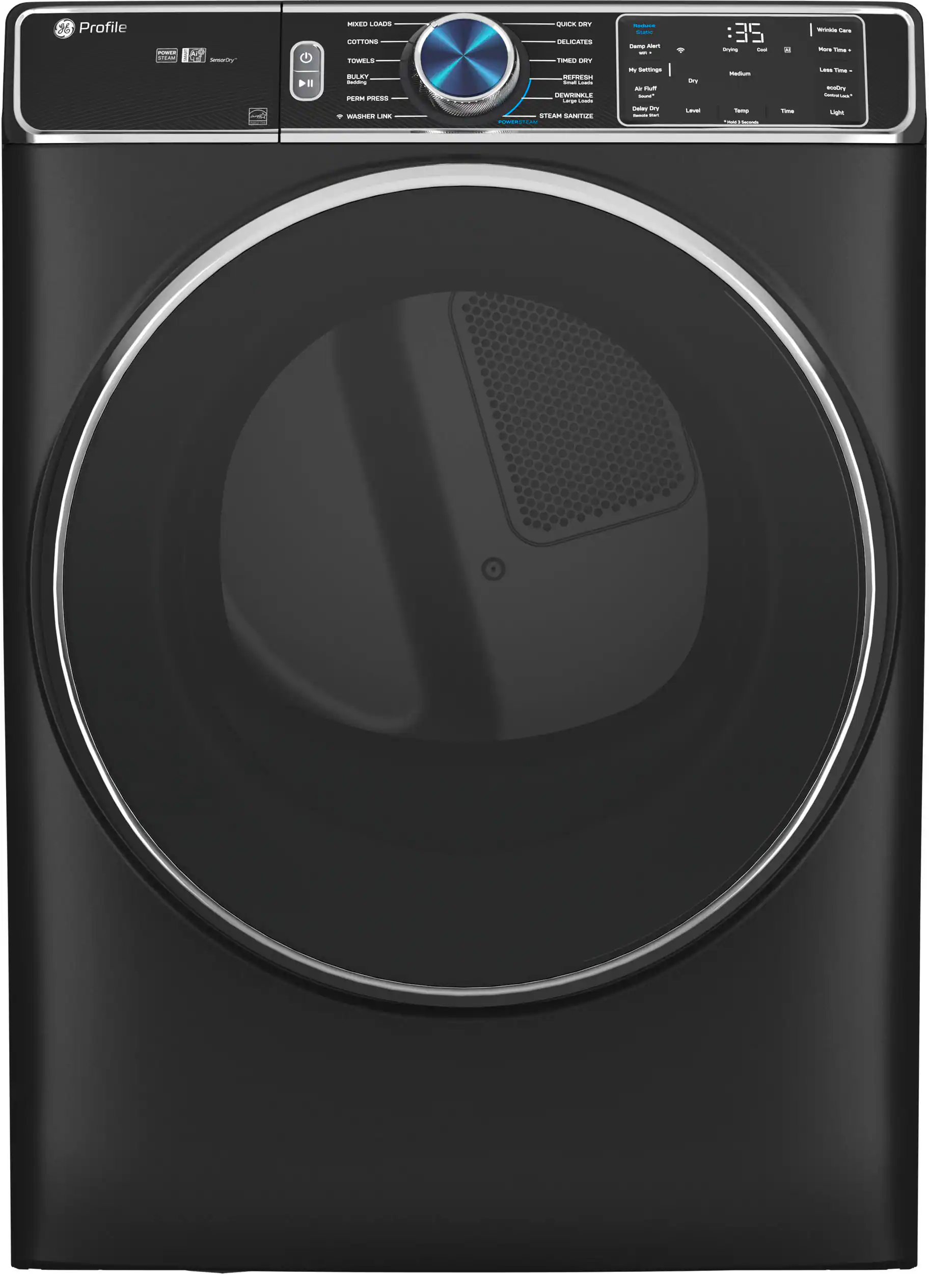 GE Profile - 7.8 Cu. Ft. Stackable Smart Front Load Electric Dryer with Steam and Sanitize Cycle and Washer Link - Carbon Graphite