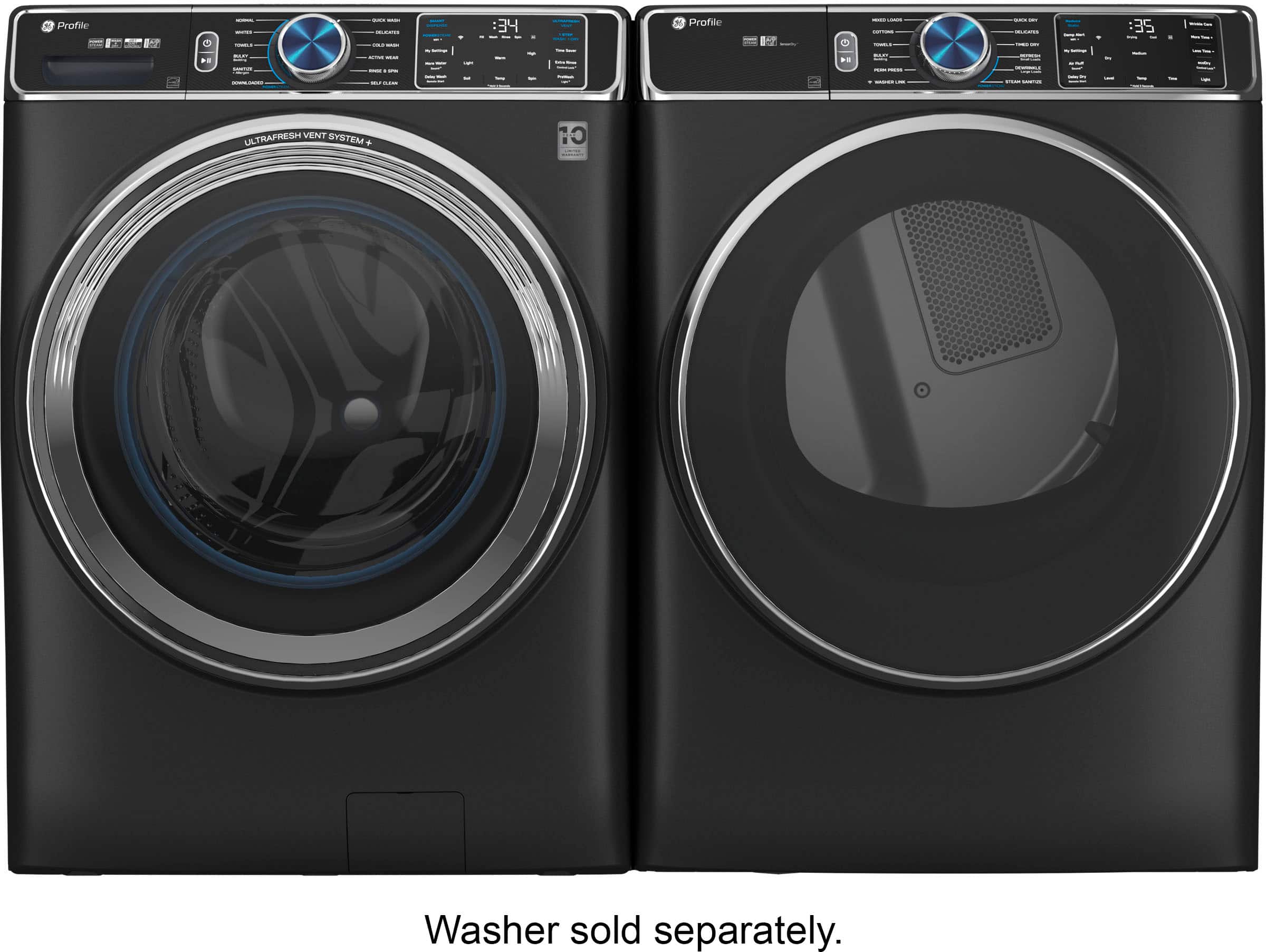 Alt View 12. GE Profile - 7.8 cu. ft. Smart Front Load Electric Dryer with Steam and Sanitize Cycle and Washer Link - Carbon Graphite.