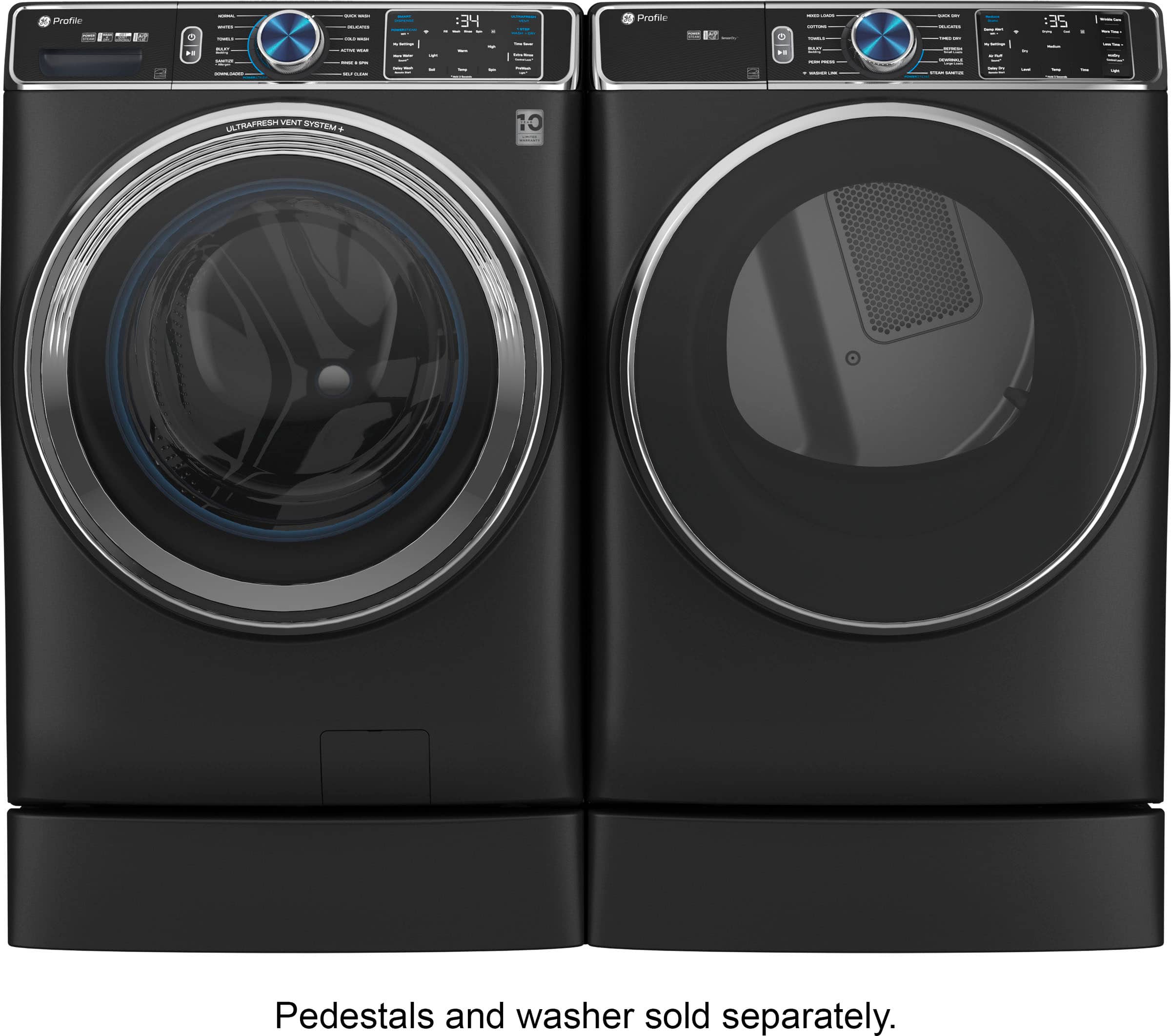 Alt View 14. GE Profile - 7.8 cu. ft. Smart Front Load Electric Dryer with Steam and Sanitize Cycle and Washer Link - Carbon Graphite.