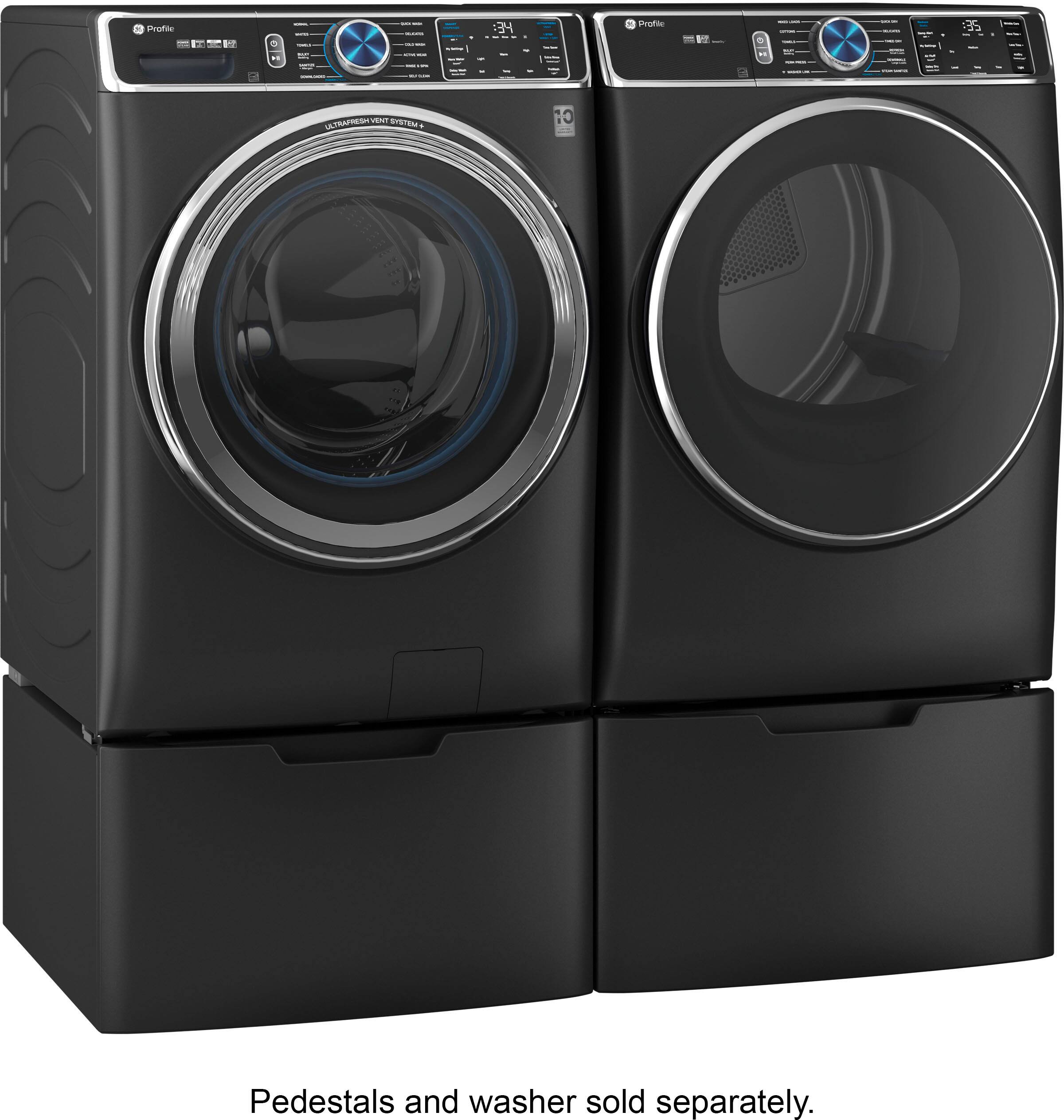 Alt View 15. GE Profile - 7.8 cu. ft. Smart Front Load Electric Dryer with Steam and Sanitize Cycle and Washer Link - Carbon Graphite.