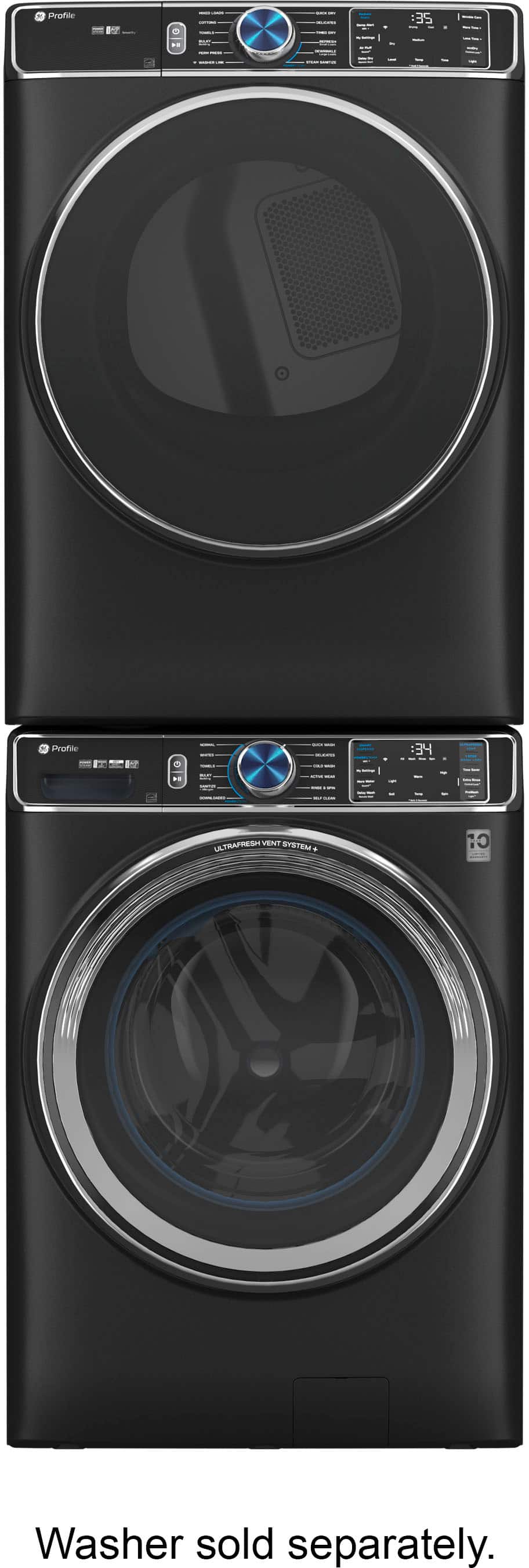 Alt View 16. GE Profile - 7.8 cu. ft. Smart Front Load Electric Dryer with Steam and Sanitize Cycle and Washer Link - Carbon Graphite.