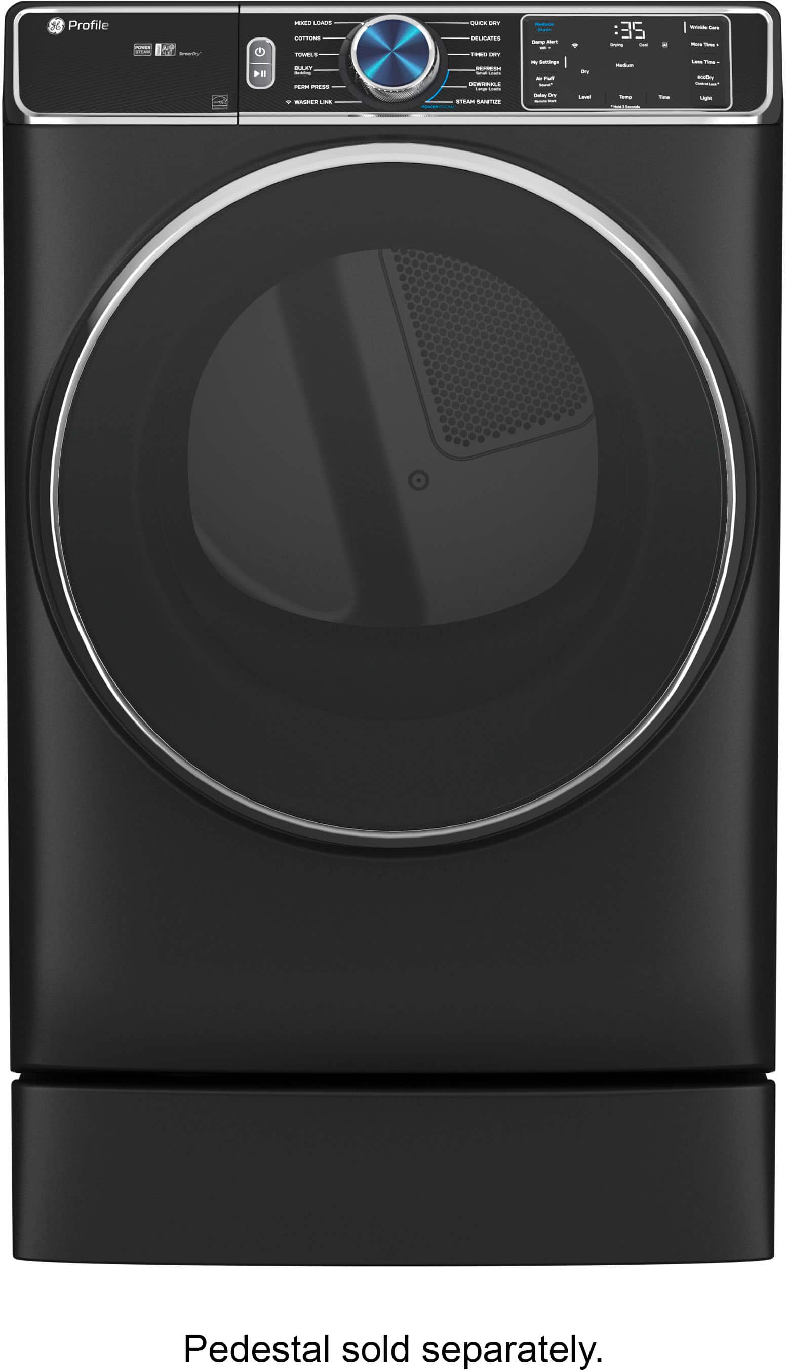 Alt View 1. GE Profile - 7.8 cu. ft. Smart Front Load Electric Dryer with Steam and Sanitize Cycle and Washer Link - Carbon Graphite.