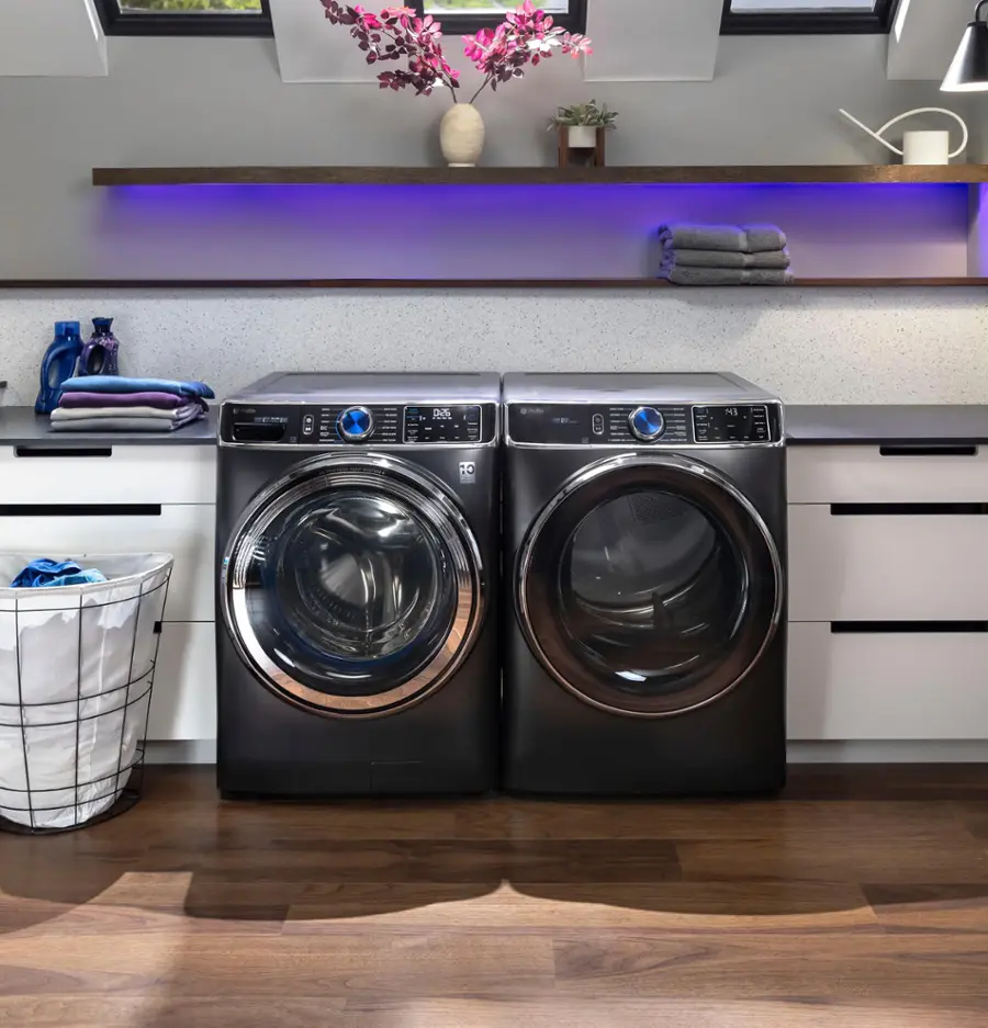 Alt View 21. GE Profile - 7.8 cu. ft. Smart Front Load Electric Dryer with Steam and Sanitize Cycle and Washer Link - Carbon Graphite.