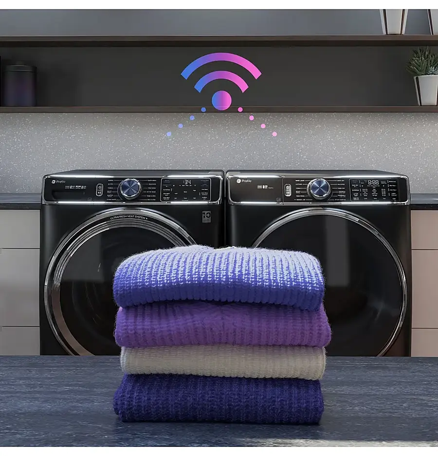 Alt View 25. GE Profile - 7.8 cu. ft. Smart Front Load Electric Dryer with Steam and Sanitize Cycle and Washer Link - Carbon Graphite.