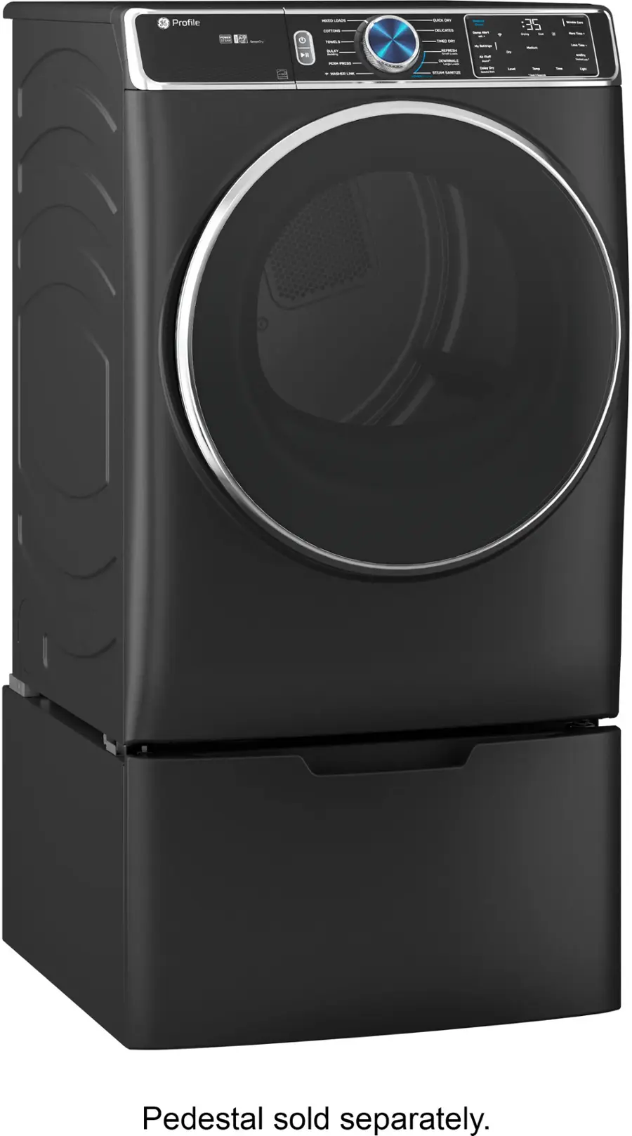 Alt View 3. GE Profile - 7.8 cu. ft. Smart Front Load Electric Dryer with Steam and Sanitize Cycle and Washer Link - Carbon Graphite.