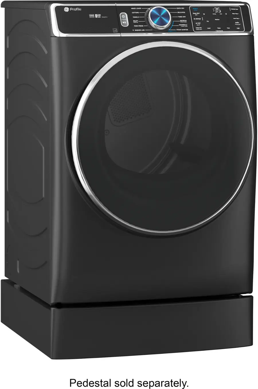 Alt View 6. GE Profile - 7.8 cu. ft. Smart Front Load Electric Dryer with Steam and Sanitize Cycle and Washer Link - Carbon Graphite.