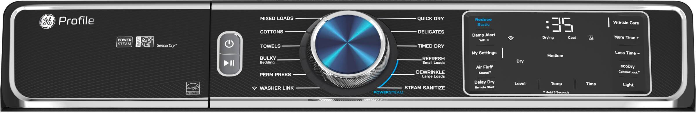 Alt View 11. GE Profile - 7.8 cu. ft. Smart Front Load Gas Dryer with Steam and Sanitize Cycle and Washer Link - Carbon Graphite.